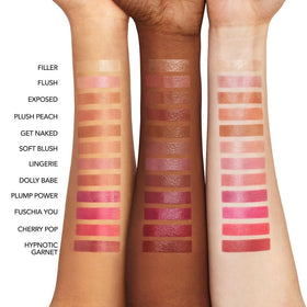 Buxom shimmer chrome swatch reflecting color shift and multi-dimensional shine