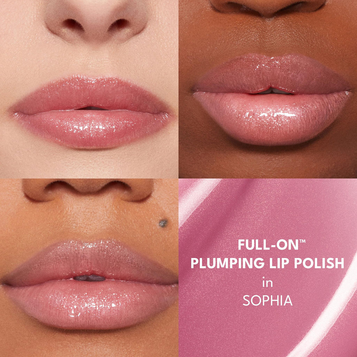 Buxom SOPHIA swatches on skin showing shade payoff and sparkle