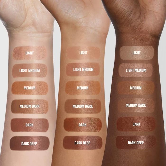 BY MARIO swatched on hand to show buildable warmth and finish