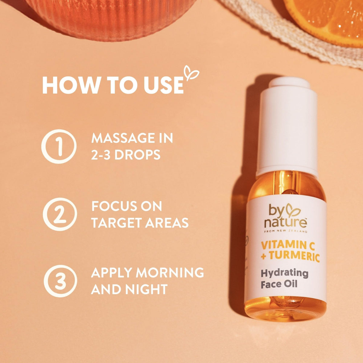 By Nature turmeric and citrus ingredients highlighting natural brightening benefits
