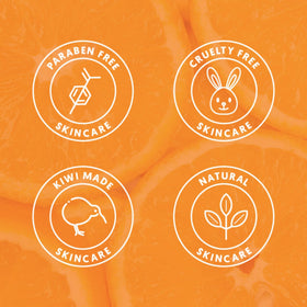 By Nature close-up of product label showing vitamin C, turmeric and squalane benefits