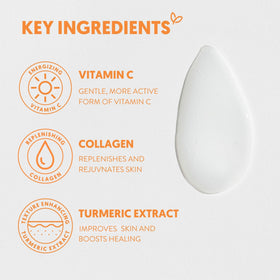By Nature serum before and after representation showing brighter, more even skin appearance
