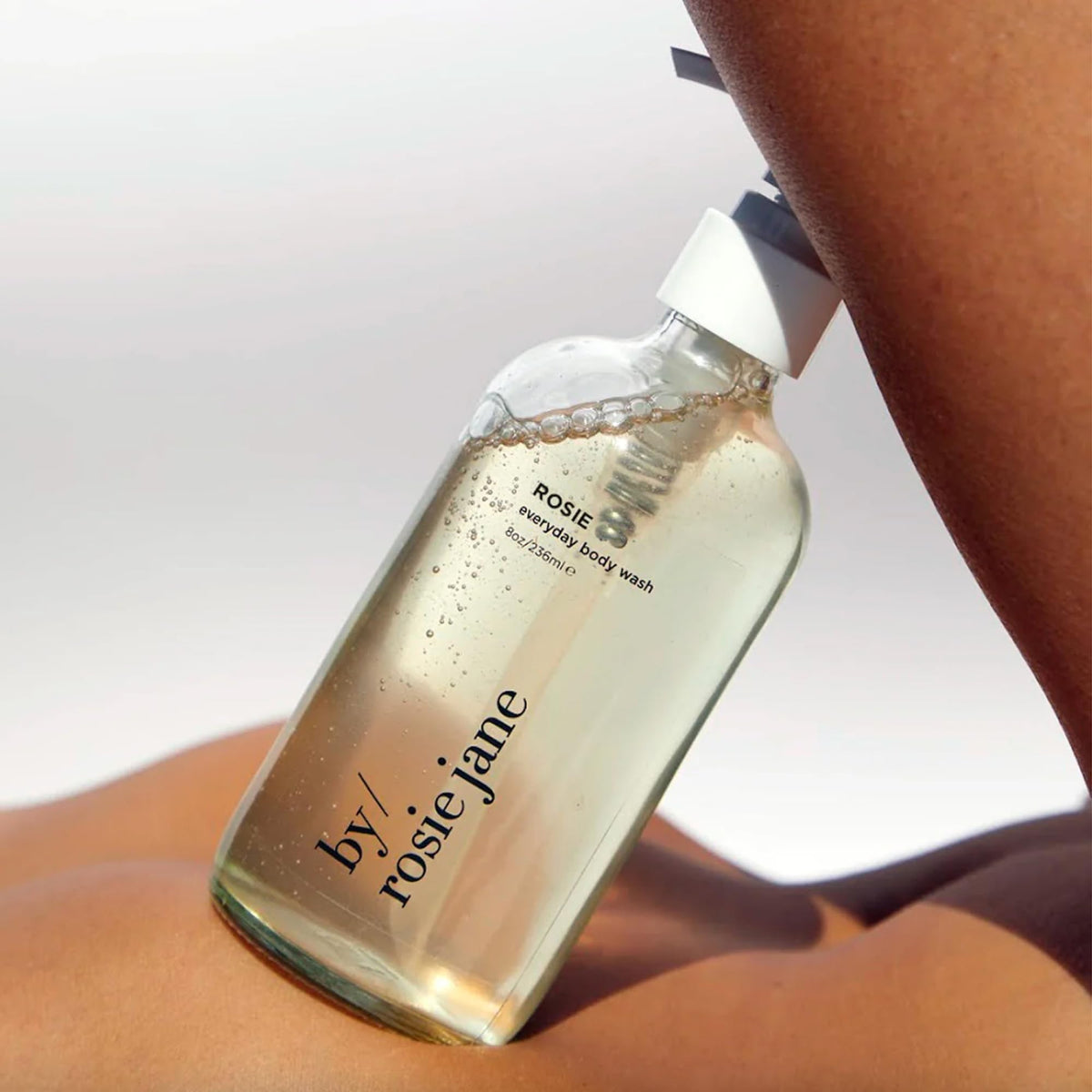 By Rosie Jane pump and label close-up highlighting non-toxic ingredients and clarity
