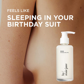 By Rosie Jane bottle styled on bath shelf communicating everyday bathroom convenience