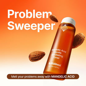BY WISHTREND label close-up highlighting mandelic acid concentration and clarity benefit