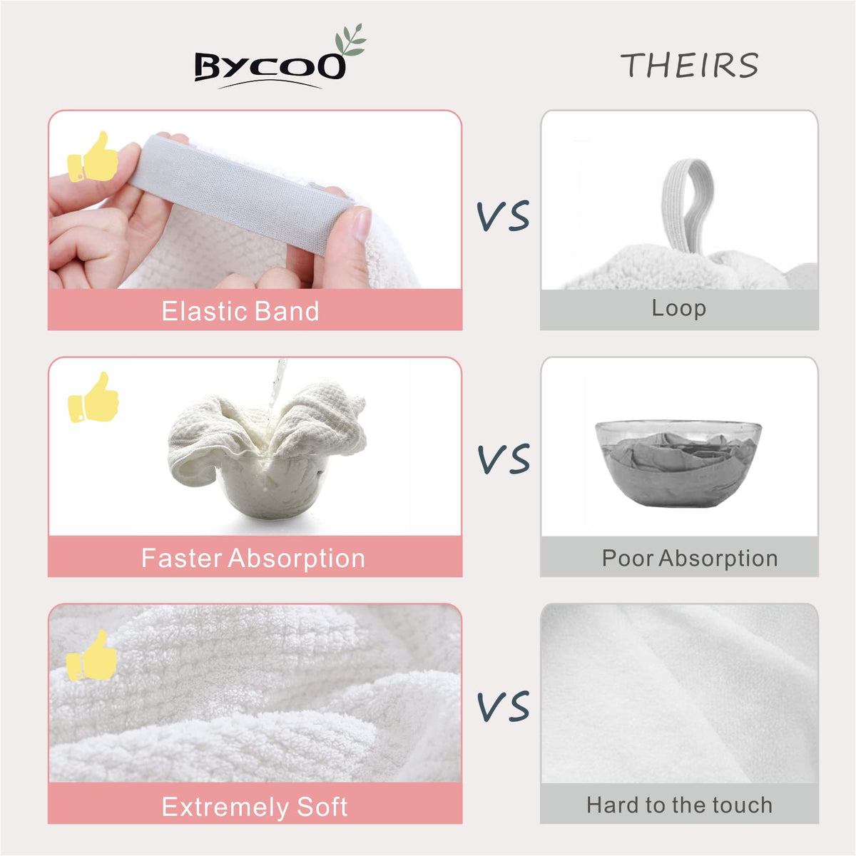 BYCOO towel in use on woman with curly hair showing frizz control benefit