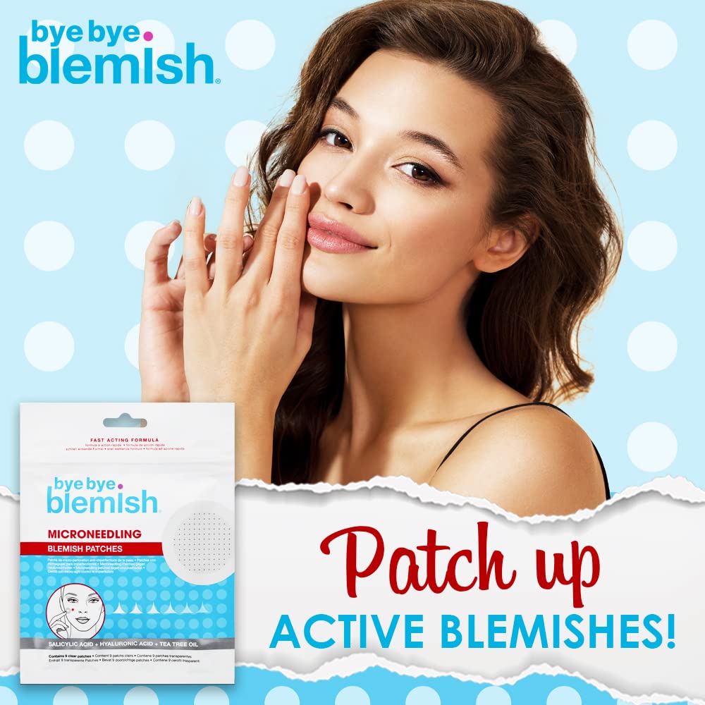 Bye Bye Blemish patch applied on cheek to conceal and protect a blemish
