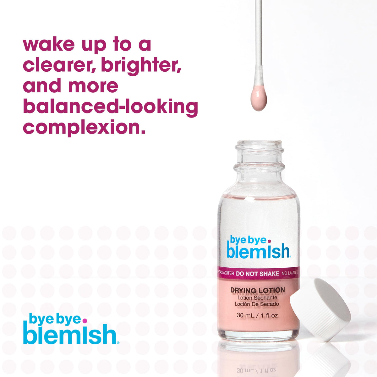 Bye Bye Blemish application on finger demonstrating targeted spot use for pimples