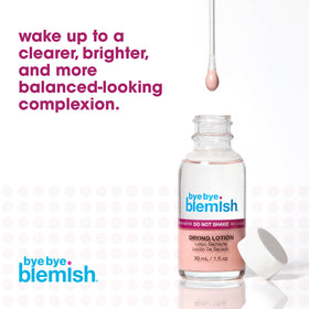 Bye Bye Blemish application on finger demonstrating targeted spot use for pimples