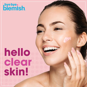 Bye Bye Blemish close-up label highlighting ingredients and gentle formula benefit