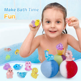 BYGGVIR fizzing bath bomb producing bubbles and bright color for play