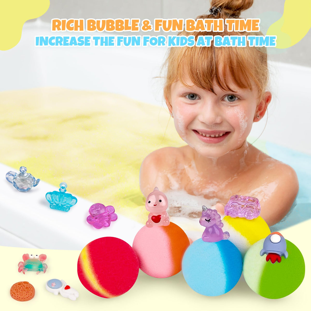 BYGGVIR array of colorful bath bombs laid out by scent and hue for easy selection