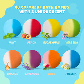 BYGGVIR fizzing bath bomb dissolving in tub, creating foam and color for playful bath time