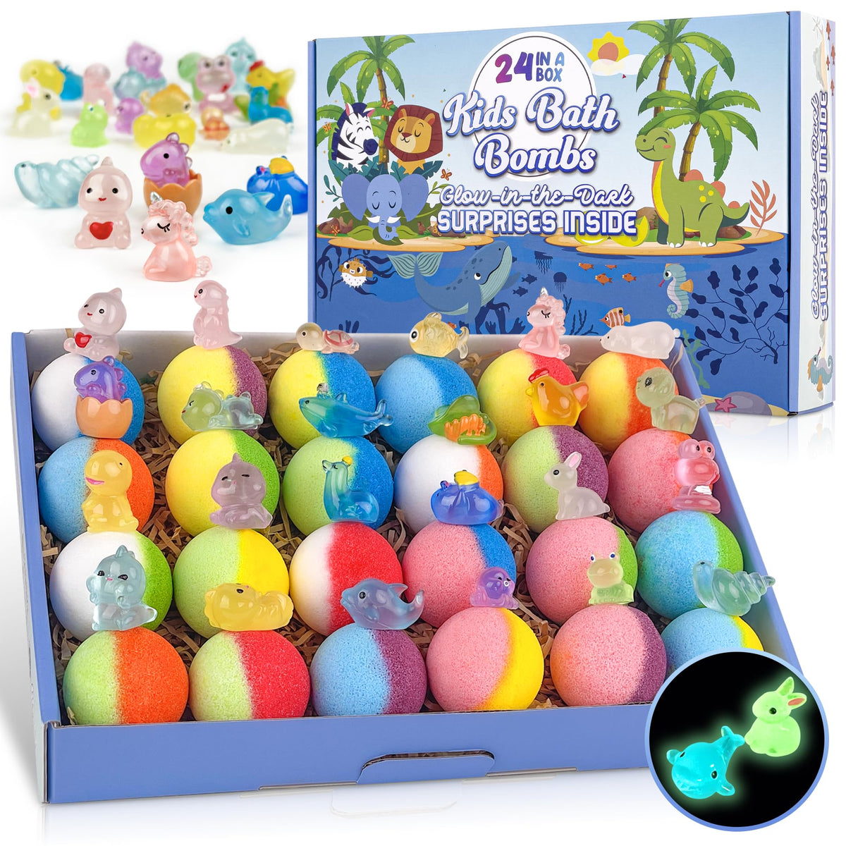 BYGGVIR front packaging showing 24 colorful bath bombs and gift box benefits