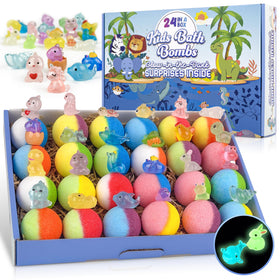 BYGGVIR front packaging showing 24 colorful bath bombs and gift box benefits