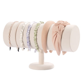 ByKen beige velvet front view showing tidy headband display and elegance