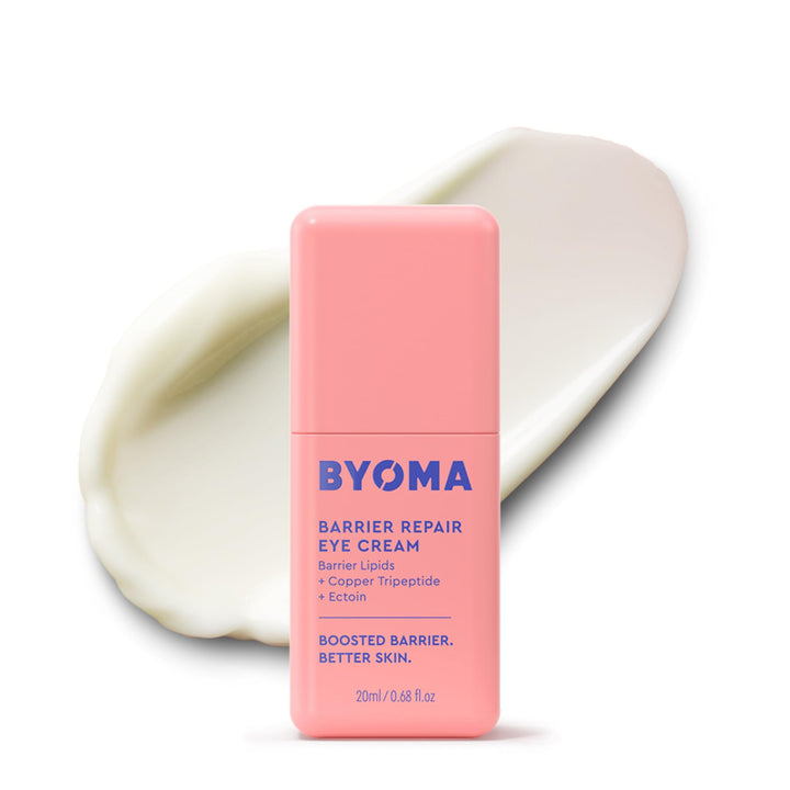 BYOMA front packaging showing product and benefit for firmer undereye skin
