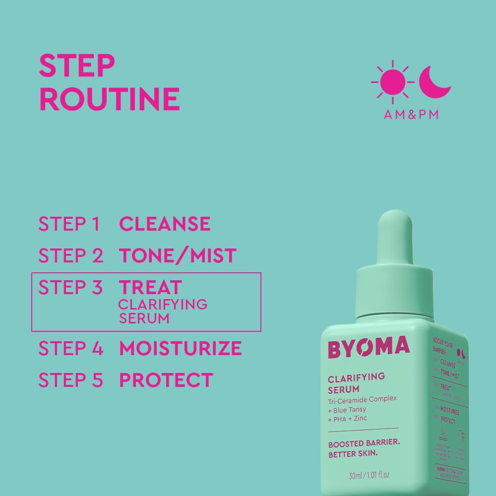 BYOMA PHA and zinc ingredients visualizing gentle exfoliation and oil control