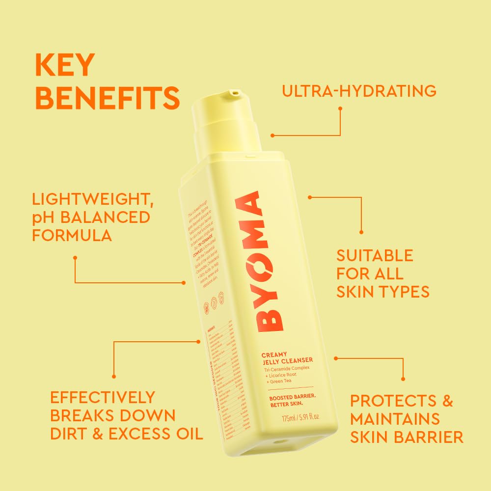 BYOMA jelly texture close-up showing smooth gel that hydrates skin