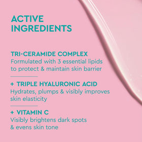 BYOMA ingredient display with ceramides and vitamin C, brightening support
