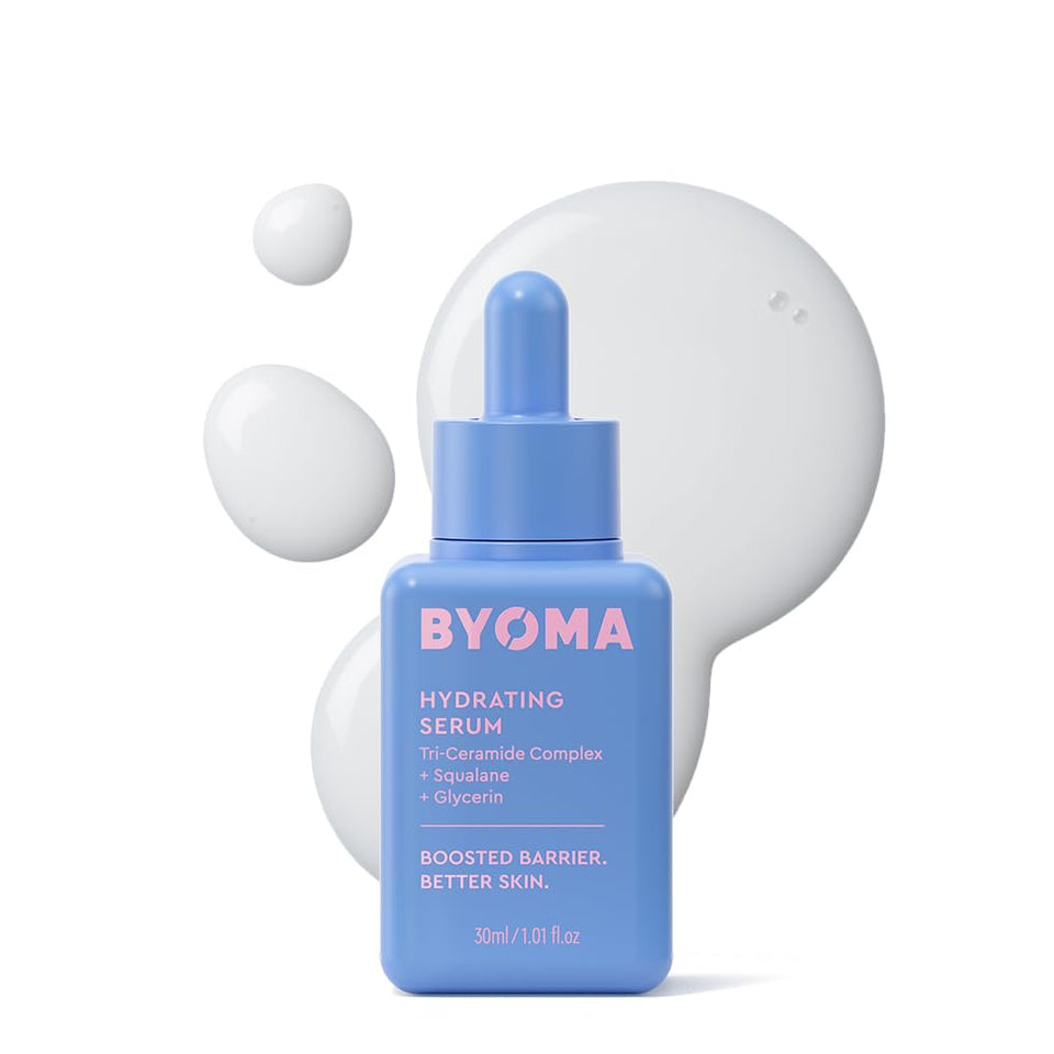 BYOMA bottle front view showing clean design and moisturizing benefits