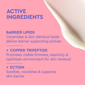 BYOMA ingredient callout featuring copper tripeptides ectoin and ceramides benefits
