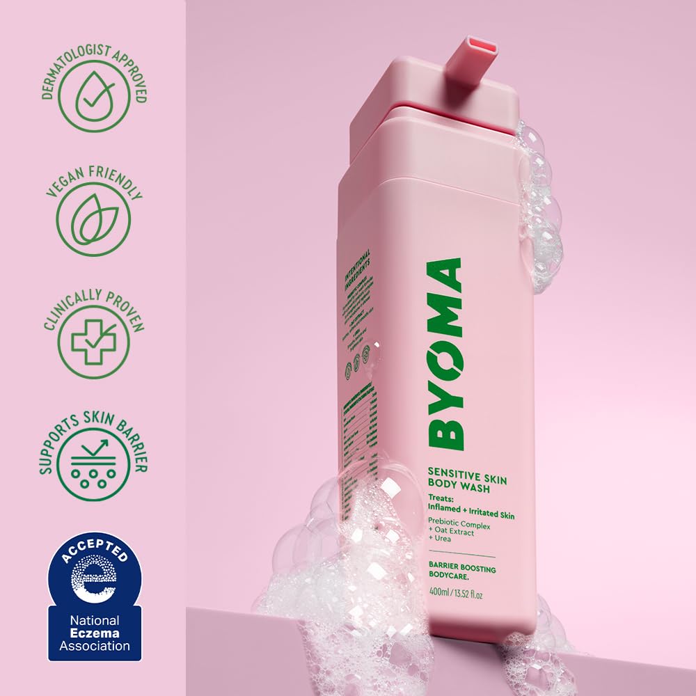 BYOMA label close-up showing colloidal oat urea and prebiotic complex