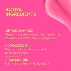 BYOMA Liptide on lips showing personalized pink sheen and glossy finish