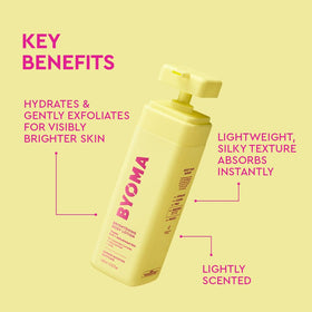 BYOMA lotion applied to hand demonstrating smooth hydration and lightweight feel