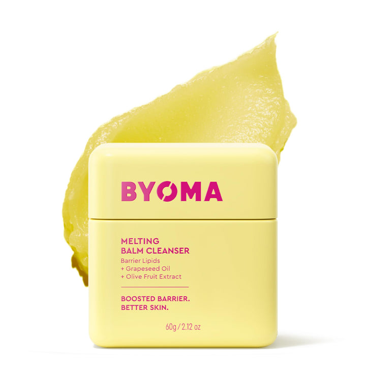 BYOMA front packaging showing cleanser jar and product name benefit