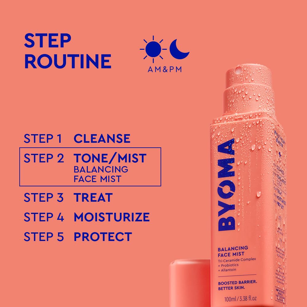 Person using BYOMA mist outdoors for instant hydration and calm