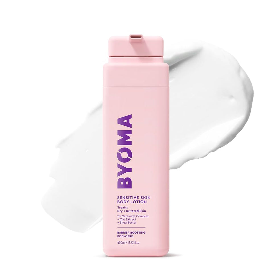 BYOMA front packaging showing bottle and reassuring label benefit