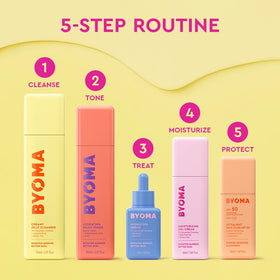 BYOMA serum layered under moisturizer showing compatibility and layering benefit