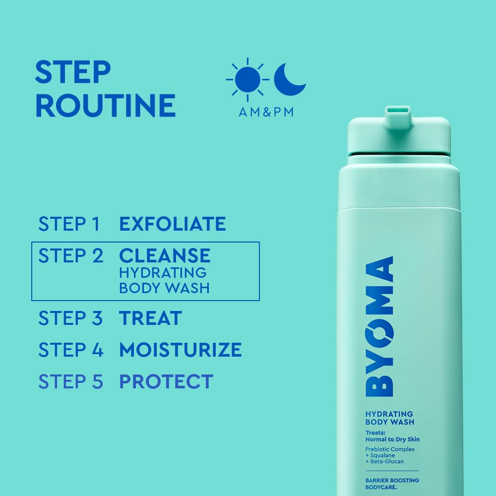 BYOMA bottle held in hand for scale indicating 16.9 fl oz size