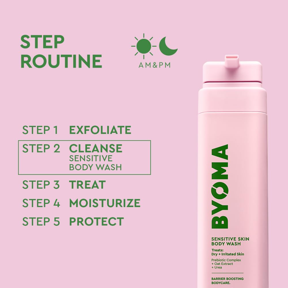 BYOMA bottle next to hand for size comparison and practical volume