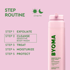 BYOMA bottle next to hand for size comparison and practical volume