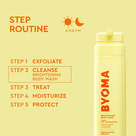 BYOMA bottle next to hand for scale to show 16.9 fl oz size