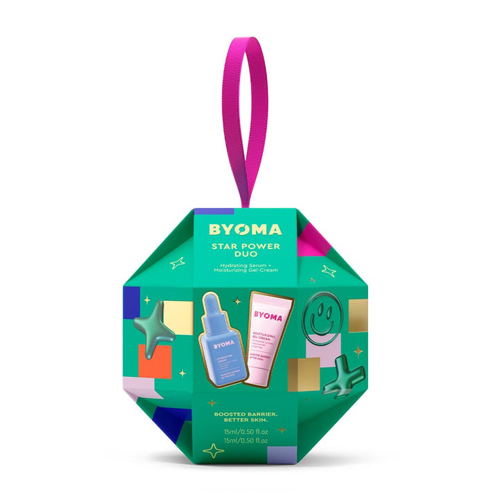 BYOMA front packaging travel kit showing compact hydrating duo for easy travel