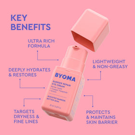 BYOMA cream texture close-up showing moisturizing consistency and absorption