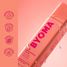 BYOMA toner in hand for size comparison and travel-friendly usability