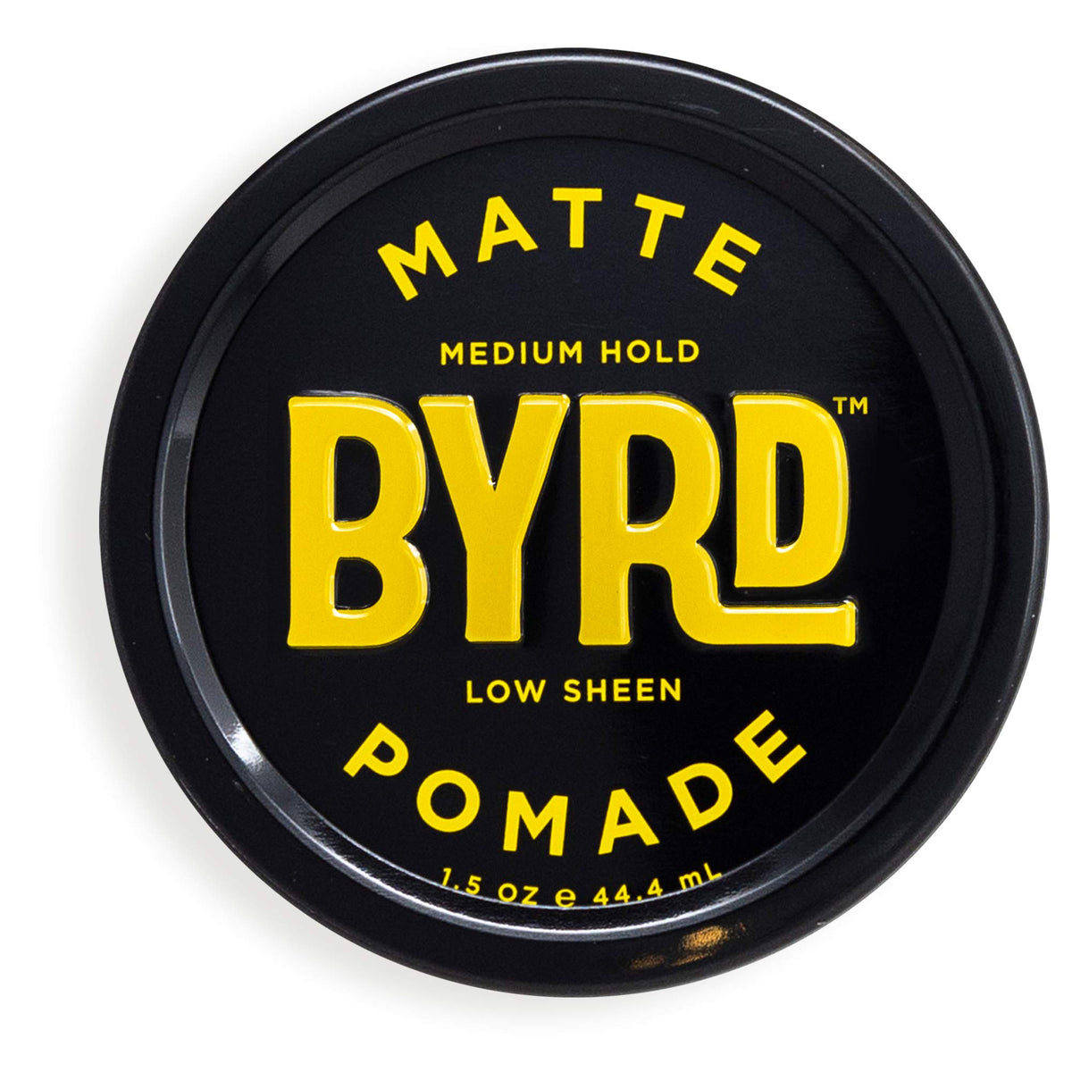 BYRD front packaging showing compact pomade jar and branding for easy storage
