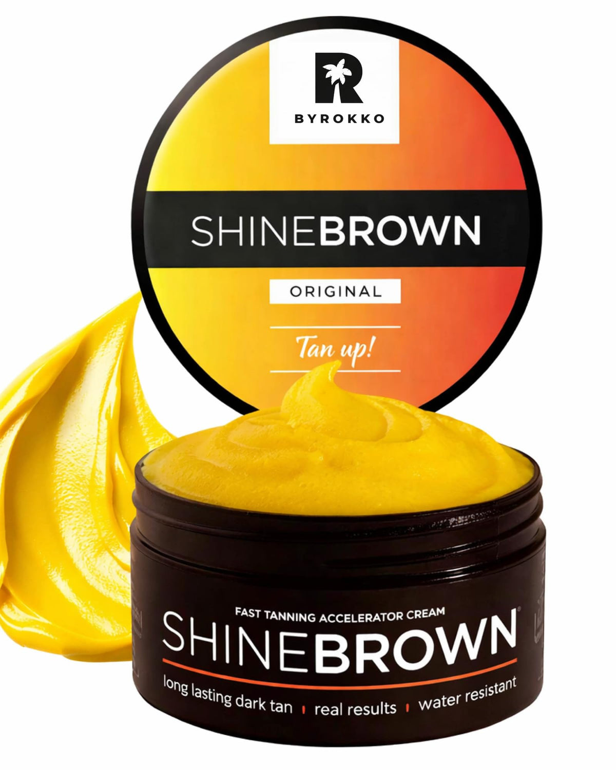 BYROKKO SHINEBROWN front packaging showing bottle and label benefits