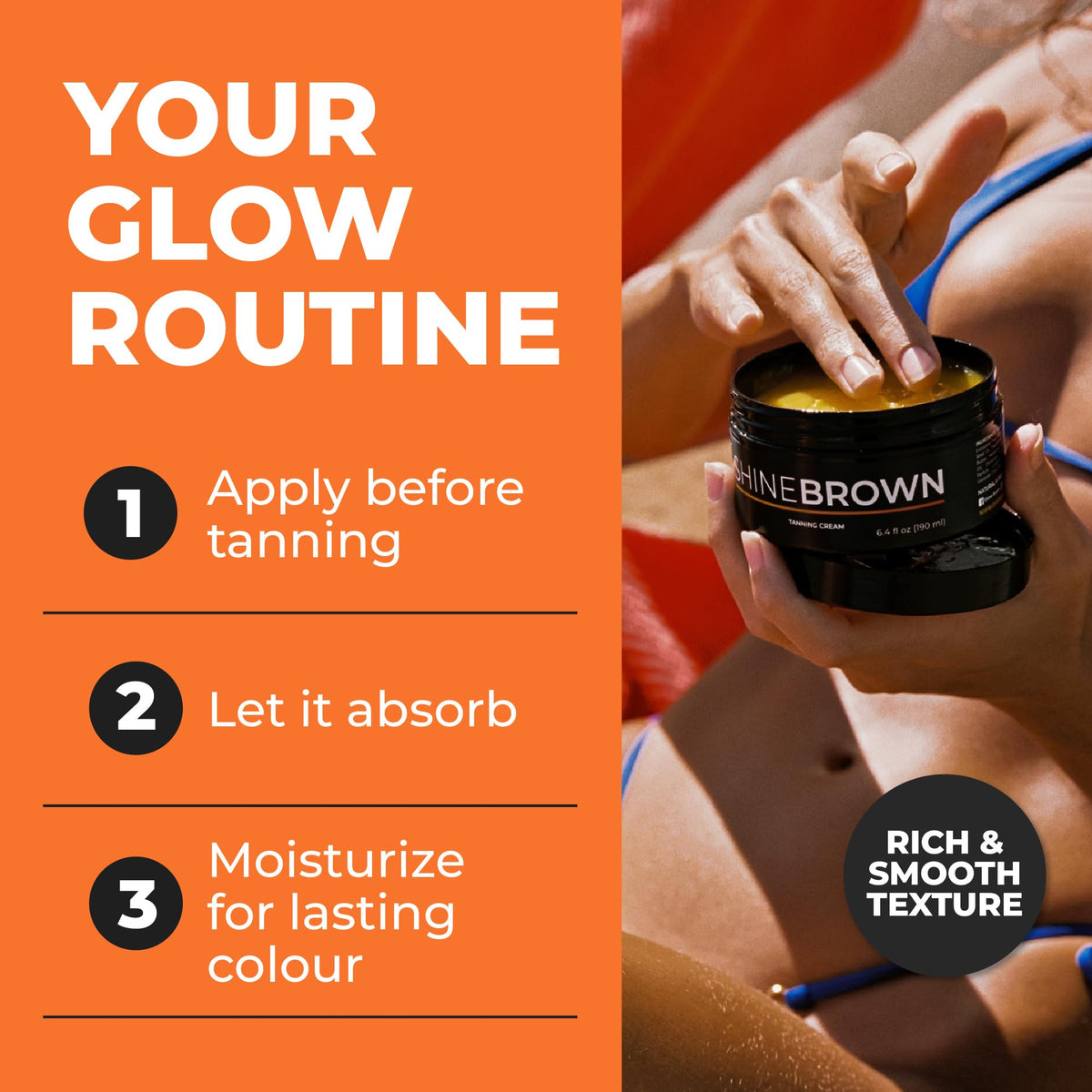 BYROKKO SHINEBROWN bottle beside sunglasses conveying beach-ready protection