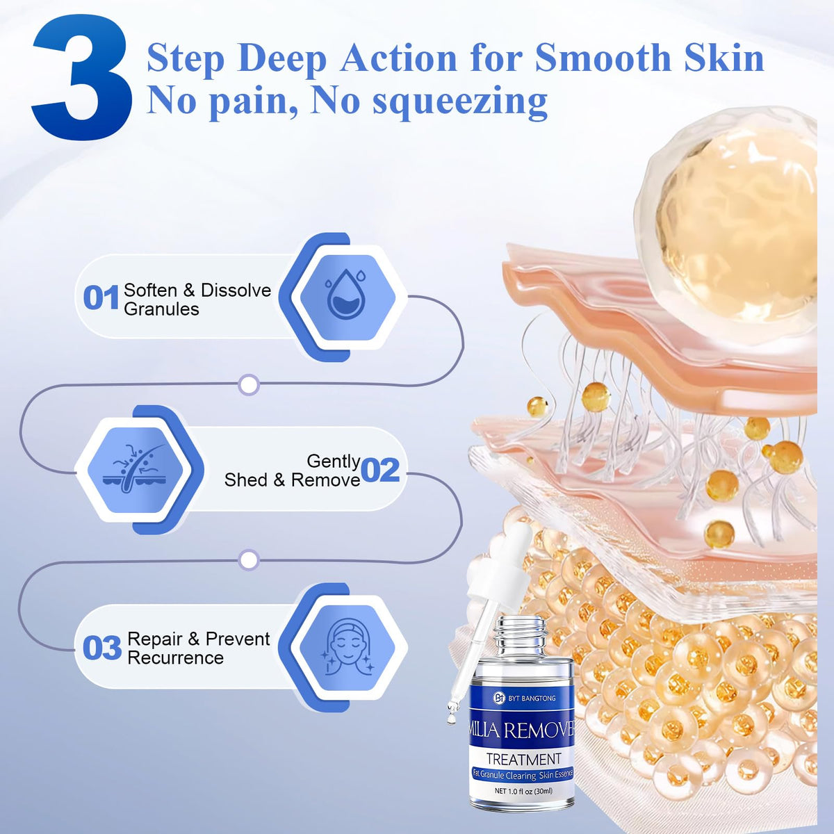 BYT BANGYTONG texture drop on hand demonstrating lightweight, fast-absorbing formula