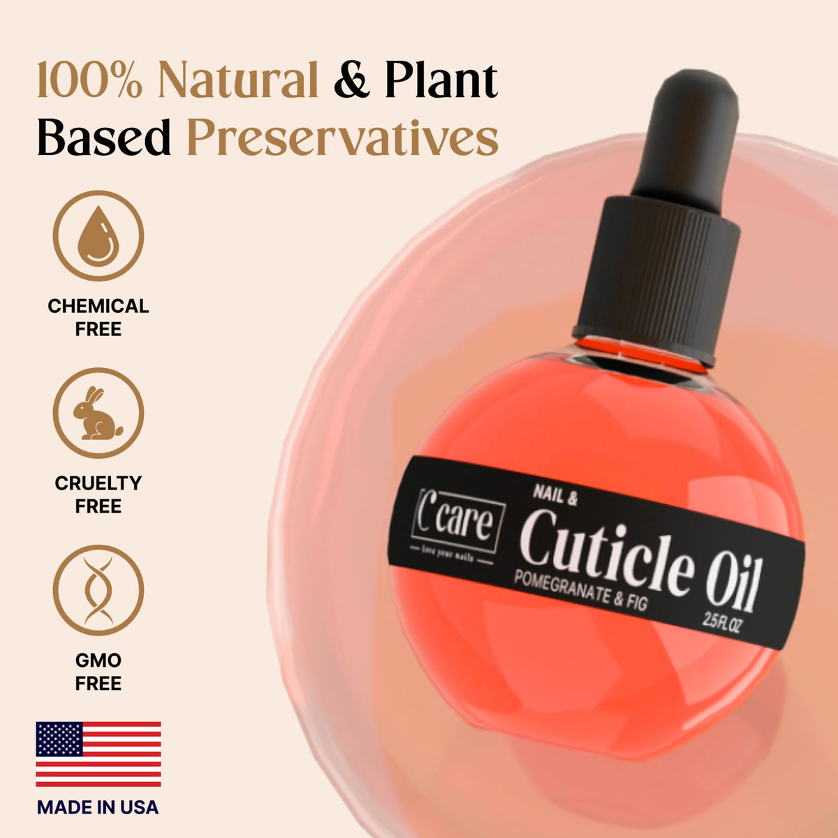 C CARE brush applying oil to cuticle for smooth nourishment