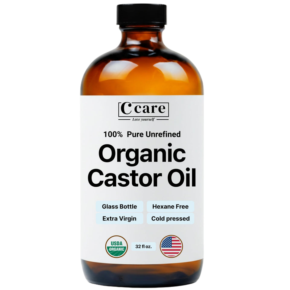 C CARE front packaging in amber glass showing organic label and benefits