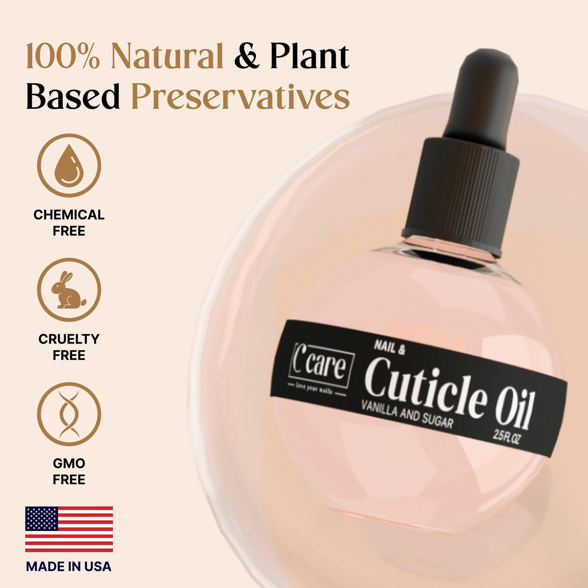 C CARE brush applicator spreading oil for even nail and cuticle coverage