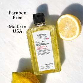 C. O. Bigelow ingredients label with lemon extract and aloe details for transparency