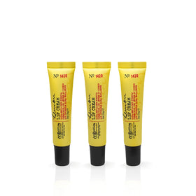 C. O. Bigelow front packaging showing three lemon lip cream tubes and benefits