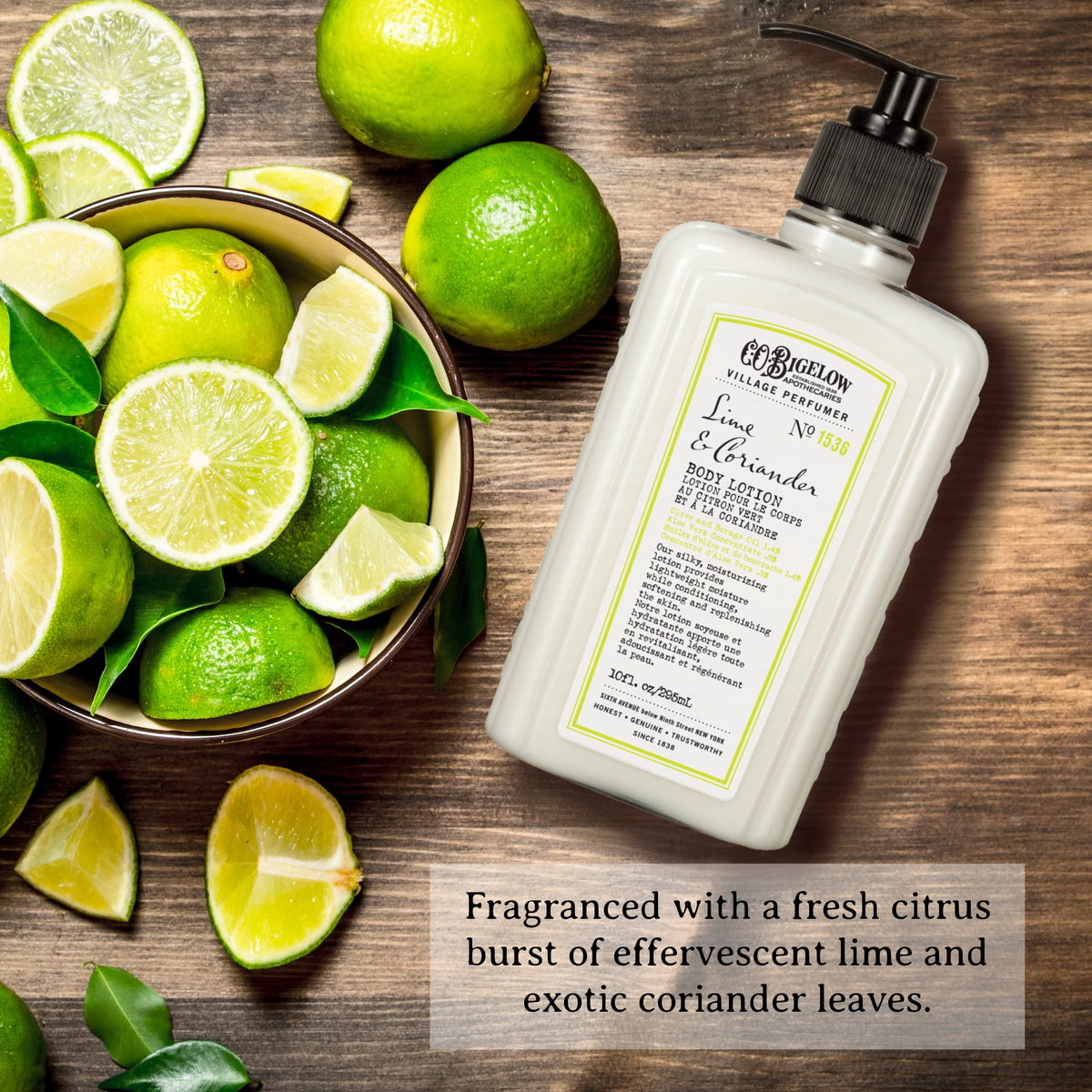 C. O. Bigelow lotion texture on skin highlighting fast absorption benefit